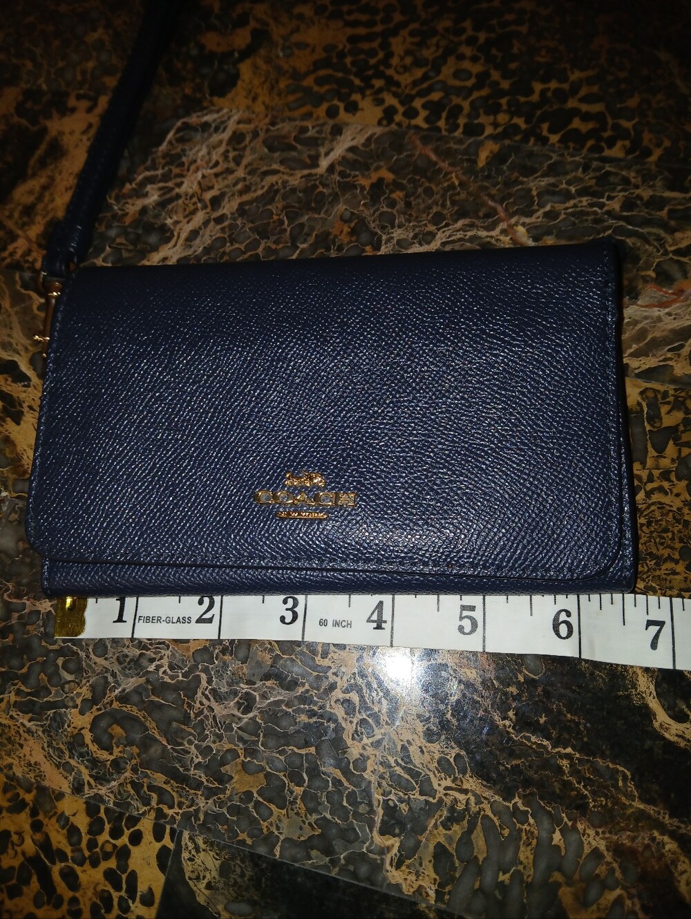 Navy Blue Wristlet Wallet with Card Slots and Zip Pocket